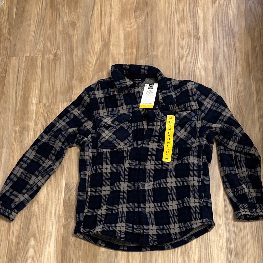 Navy and Gray Plaid Casual Button Down Shirt